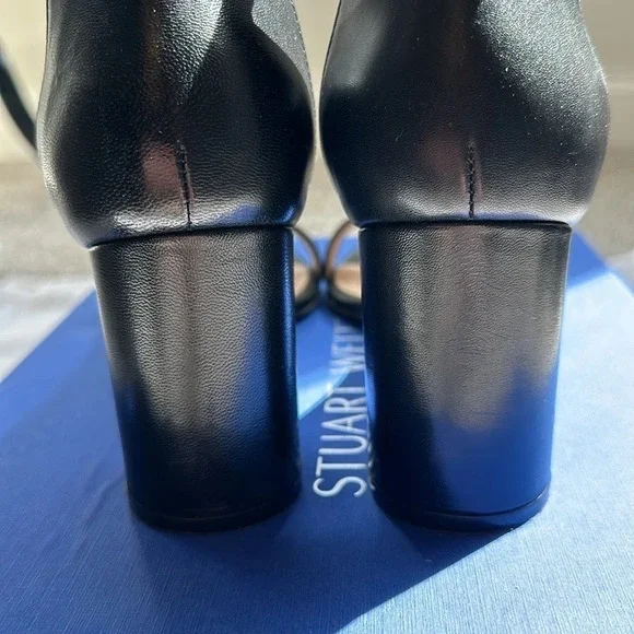 Stuart Weitzman 75Lessnudist Black Nappa Leather Sandals, Size 7M, EEUC - Picture 5 of 16